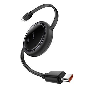 Baseus 100W Retractable 3.3' USB C to USB C 5A Charging Cable (Black) 