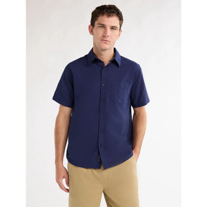 Free Assembly Men's Seersucker Button Front Short Sleeve Shirt: Dark Navy $7.82, White $7.86 + Free S&H w/ Walmart+ or on $35+
