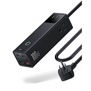 Baseus 7-in-1 100W USB C Charger 1200J Power Strip Surge Protector (Black or White) $26.45 + Free Shipping w/ Prime or on $35+