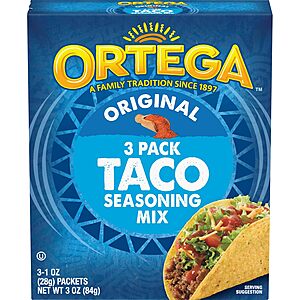 Ortega Original Taco Seasoning Mix:6.5oz.Bottle $2 or 3-Pack 1oz.Packets $0.90 w/ Subscribe & Save