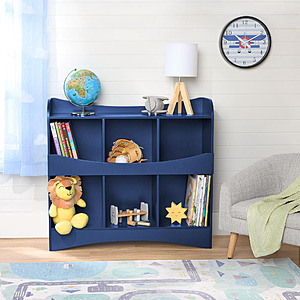 BYO Furniture Kids' Bookcase w/ 6 Storage Cubbies (Navy Blue) $25.37 + Free S&H w/ Walmart+ or on $35