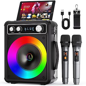 VOSOCO Portable Bluetooth Karaoke Speaker w/ 2x Wireless Microphones $35 + Free S&H