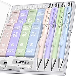 Four Candies Mechanical Pencil Set w/ Case (4x Pencils, 480x Lead Refills, Erasers) $4.95 w/ S&S