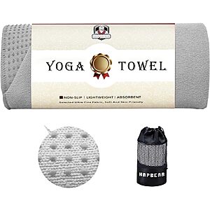 Prime: HAPBEAR 72" x 24" Non-Slip Microfiber Hot Yoga Towel Mat (Grey or Blue) $10 + Free S&H
