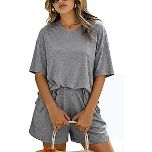 2-Pc Marvmys Women's V-Neck Short Sleeve Pajama Set (Various)