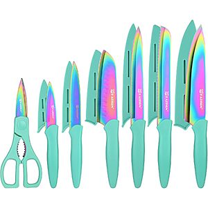 13-Pc KATISUN Stainless Steel Kitchen Knife Set w/ Blade Guards & Scissors