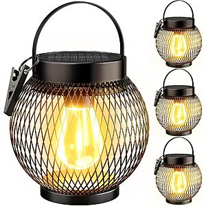 Prime Members: 4-Pk TuyLuxe Solar Hanging Metal Outdoor Lanterns $23.40 + Free S&H