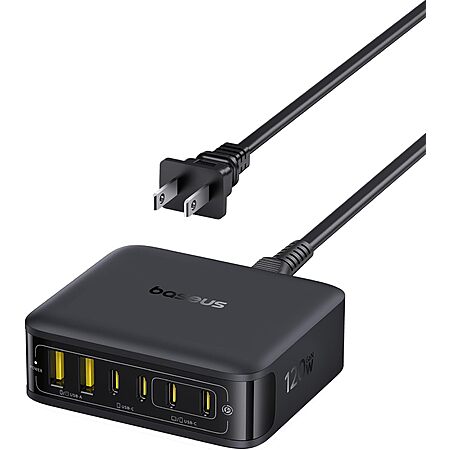 [Prime] Baseus 120W GaN 6-Port Desktop Charging Station (4x USB-C & 2x USB-A) $26.99 + Free Shipping