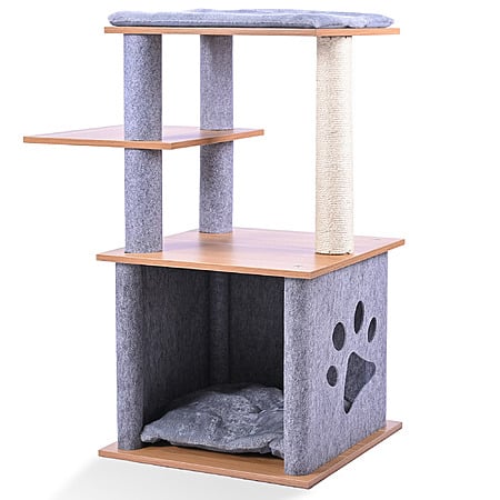 31.5" Vibrant Life Wooden Cat Tree Tower with Large Condo and Perch $11.99 + Free S&H w/ Walmart+ or on $35+