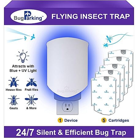 Bug Parking Plug-In UV Flying Insect Trap (Device + 5 Cartridge Refills) $9.99 + Free Shipping w/ Prime or on $35+