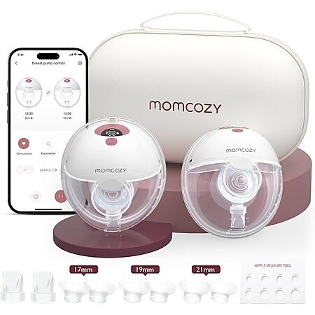 2-Pack Momcozy M5 Smart Hands-Free Wireless Wearable Breast Pump (Red or Gray) $134.99 & More + Free Shipping