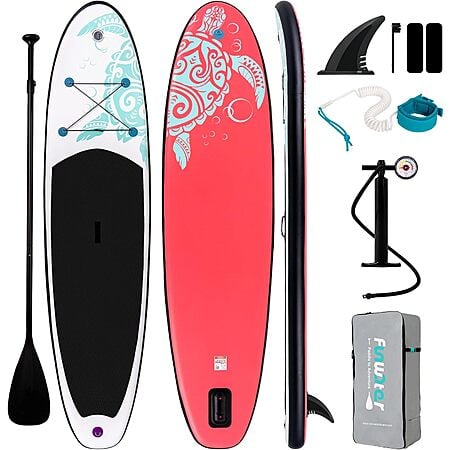 11' FunWater Inflatable Stand Up Paddle Board w/ Aluminum Alloy Paddle & Accessories (Pink Turtle) $85.38 + Free Shipping
