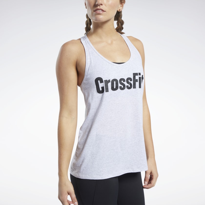 Reebok Women S Crossfit Logo Tank Top Light Gray Or Teal 8