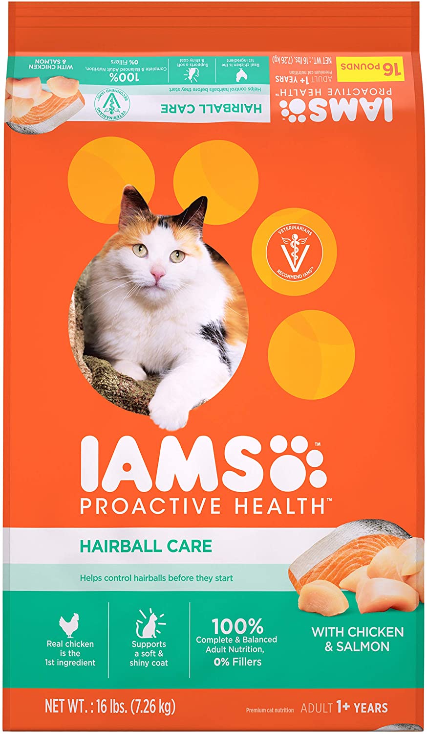 16Lbs Iams ProActive Health Hairball Control Adult Dry Cat Food