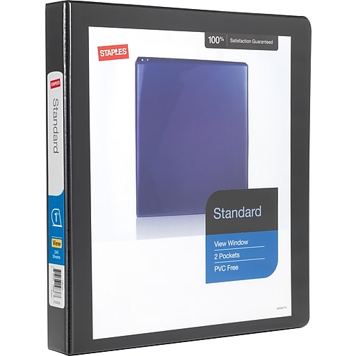 Staples 1" Standard 3-Ring View Binder w/ Pockets (various colors) $1.45 + Free Shipping