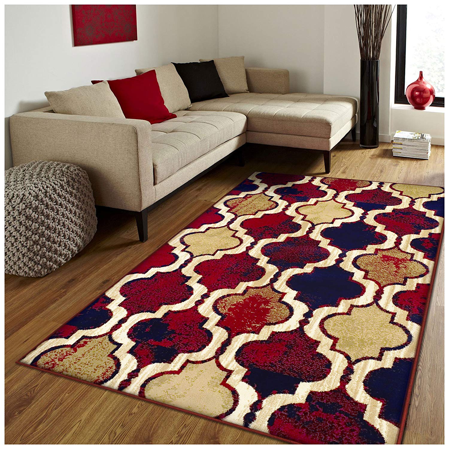 5' x 8' Impressions Zisa Modern Indoor Area Rug (Red/Blue) $36.85 + Free Shipping