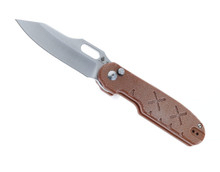 WMK Exclusive Kizer Yue Cormorant Button Lock Folding Knife Brown Canvas Micarta Handle 3V Blade - $81
