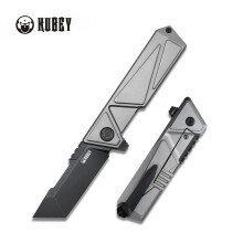 Kubey Avenger Folding Knife Gray Titanium Handle 14C28N Blade - $79.65