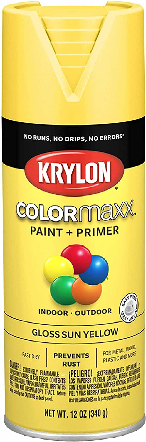Krylon K05541007 COLORmaxx Spray Paint and Primer for Indoor/Outdoor Use, Gloss Sun Yellow, 12 Ounce (Pack of 1) - Amazon.com $2.99