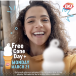 Small Vanilla Dairy Queen Ice Cream Cone Free (Valid 3/21 Only)