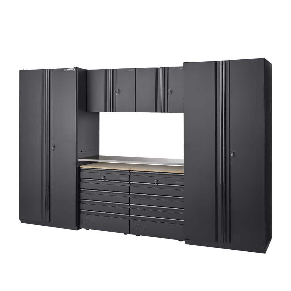 Husky 7-Piece Heavy Duty Welded Steel Garage Storage System in Black (128 in. W x 81 in. H x 24 in. D) HTC622020-SS56 - $1264.84 at Home Depot