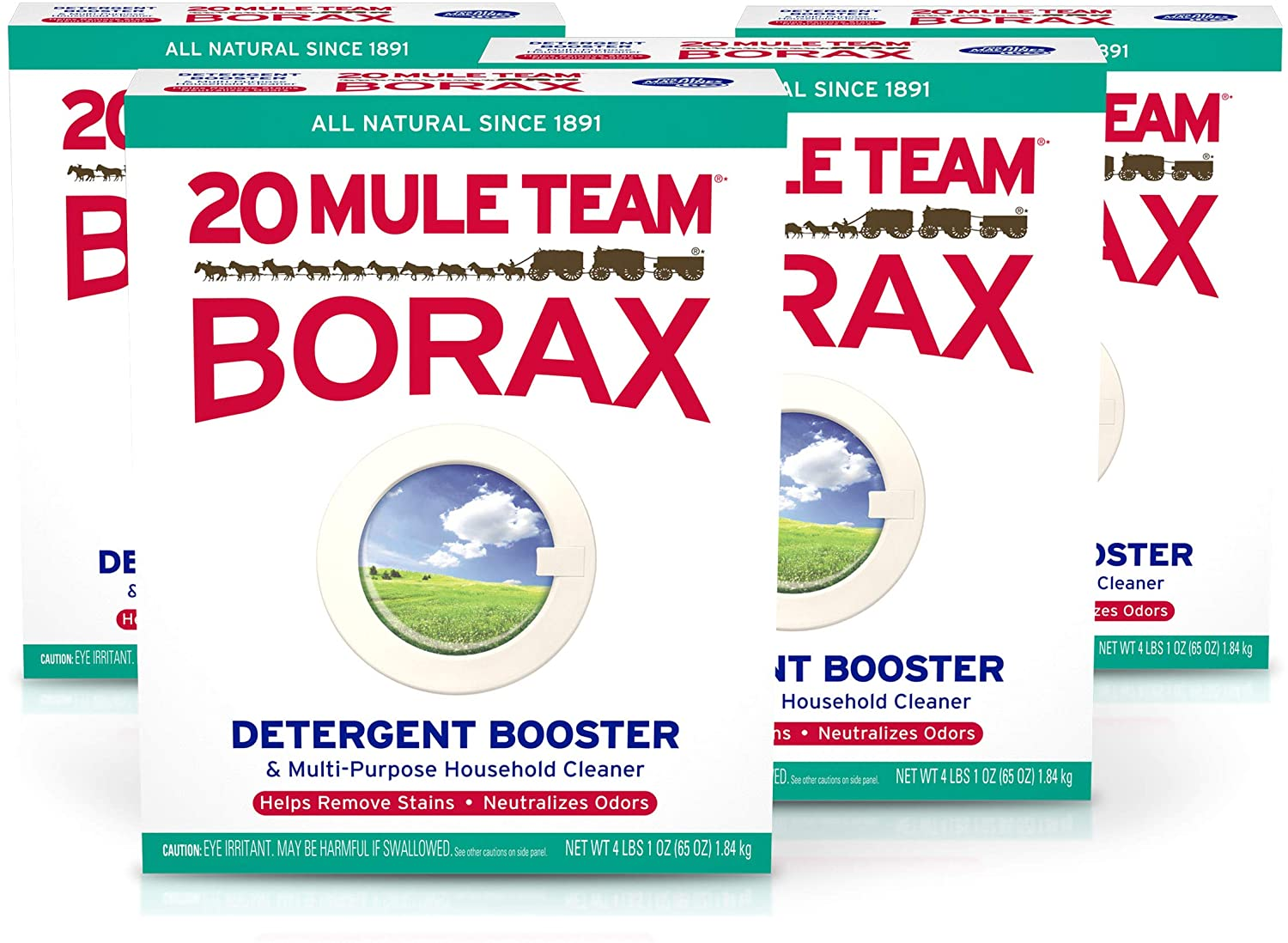 Amazon.com: 20 Mule Team All Natural Borax Laundry Detergent Booster & Multi-Purpose Household Cleaner, 65 Ounce, 4 Count: Health & Personal Care $0.00