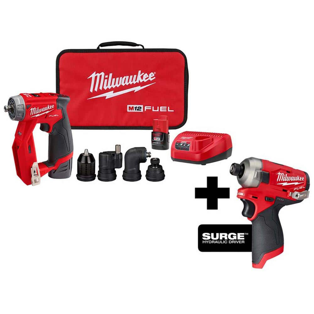 Today only - Hackable - Milwaukee M12 Brushless Cordless 4-in-1 Installation 3/8in. Drill Driver & SURGE Impact Driver Combo Kit + Free 2.5ah M12 Battery - $236.51