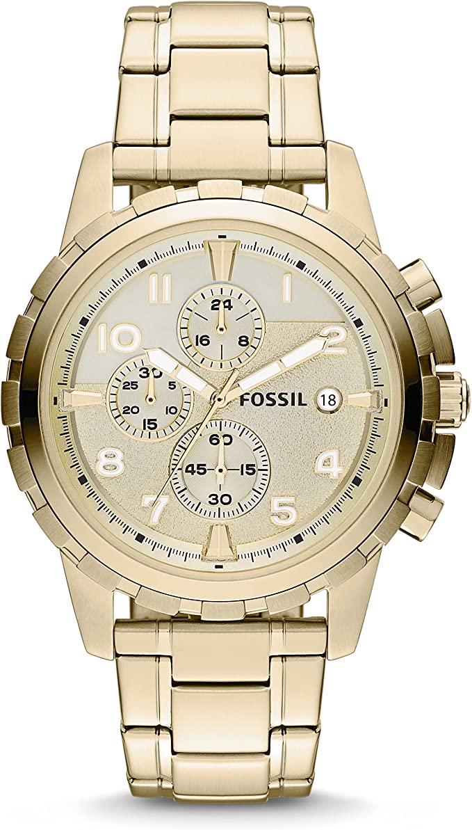 Fossil Men's Dean Stainless Steel Quartz Dress Chronograph Watch (Gold) for $51.99 + Free Shipping at Amazon