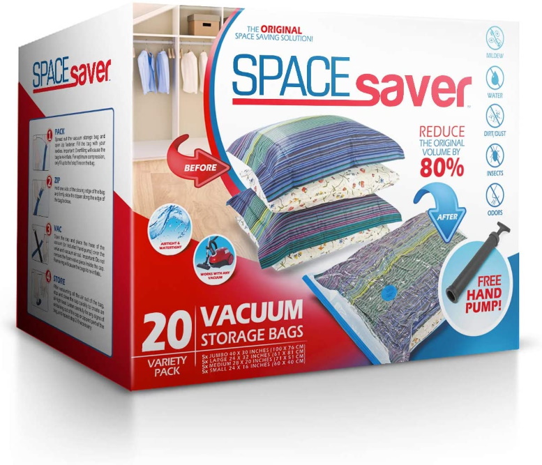 Spacesaver Premium *Variety* Vacuum Storage Bags 5 x Small 5 x Medium 5 x Large 5 x Jumbo 80% More Storage Than Leading BR