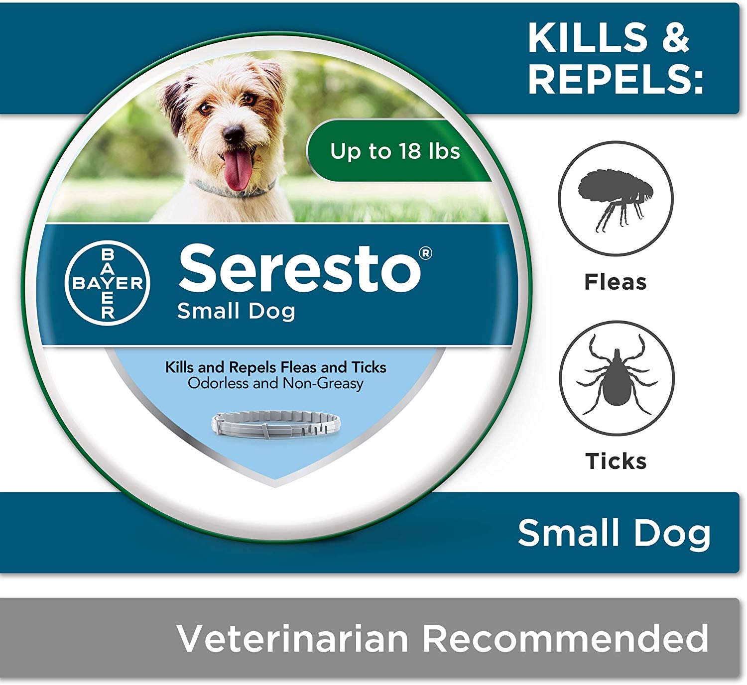 Seresto 8-Month Flea & Tick Prevention Collar for Dog or Cat