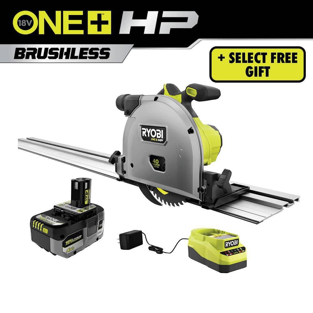 RYOBI ONE+ HP 18V Brushless Cordless 6-1/2 in. Track Saw Kit with 4.0 Ah HP Battery and Charger + Free HP Battery $299/ Kit “Hackable” to $213.88 - $213.88