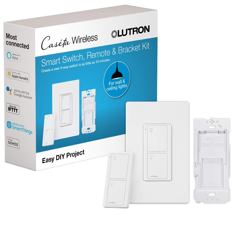 Lutron Caseta Switch & Remote-Wireless Control | 3-Way Switch | Compatible with Alexa, Apple HomeKit, and the Google Assistant | P-PKG1WS-WH | White - $31.00 at Amazon