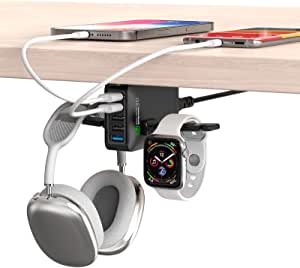 Under desk Headphone Stand with 5 port (20W) USB Charger $4.19