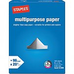 Ream of Staples Brand Multipurpose 8.5" x 11" Paper $0.30 or Less after $4 Rebate + Free Ship to Store