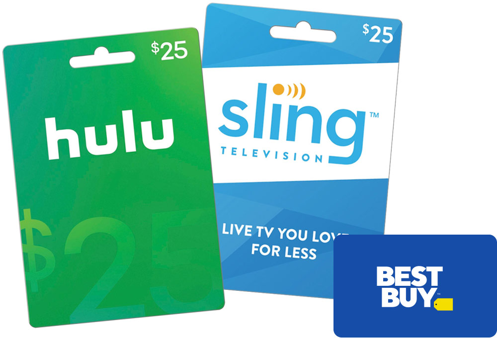 Free $5 Best Buy Gift Card with $50 or more in Hulu or Sling TV gift cards