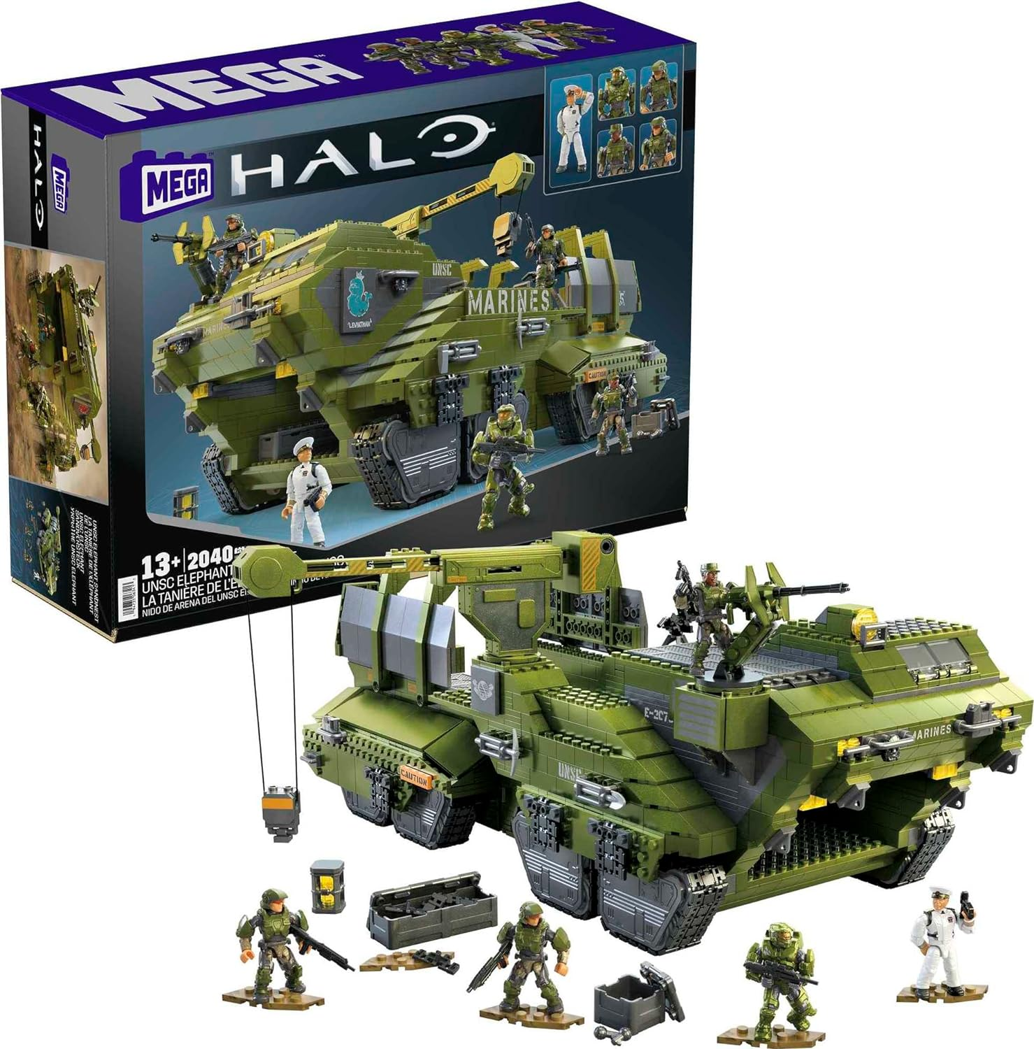 Amazon.com: MEGA Halo Infinite Toys Building Set for Kids, Unsc Elephant Sandnest Tank with 2041 Pieces, 5 Poseable Micro Action Figures and Accessories : Toys & Games $109.99