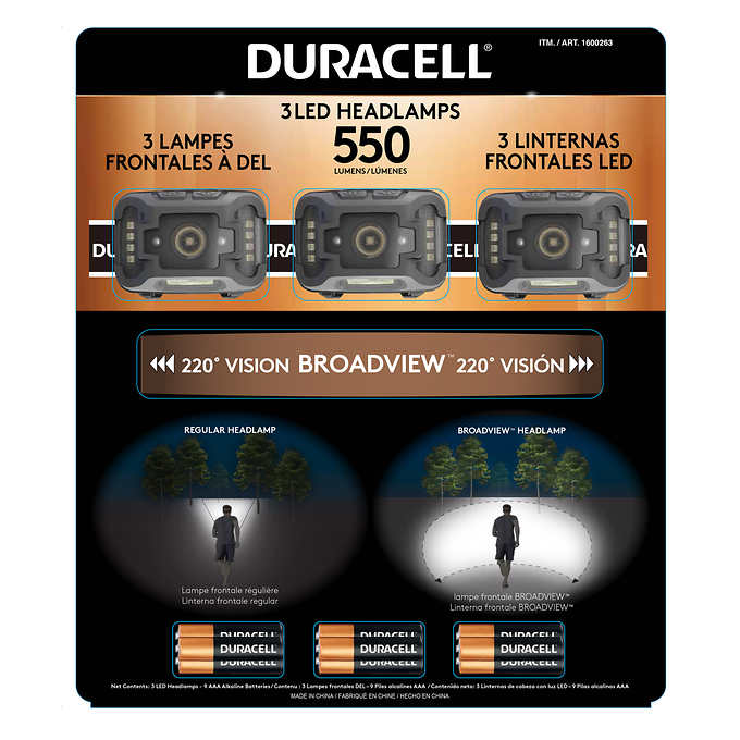 Duracell 550 Lumen 3-pack Headlamp (Free Shipping) $14.97 at Costco