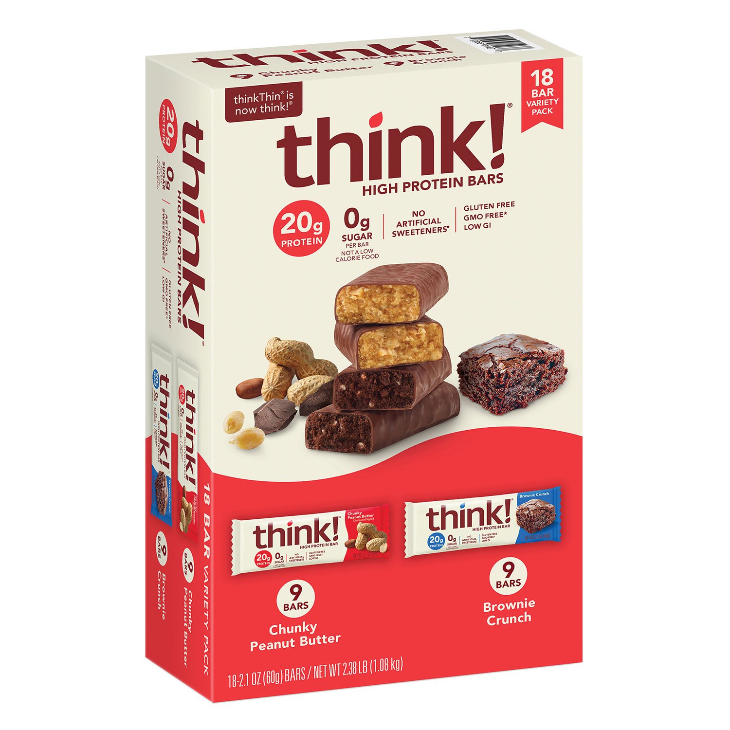 Sam's Club Members: 18-Count 2.1-oz Think Thin High Protein Bars (Chunky Peanut Butter and Brownie Crunch) $12 + Free S/H for Plus Members