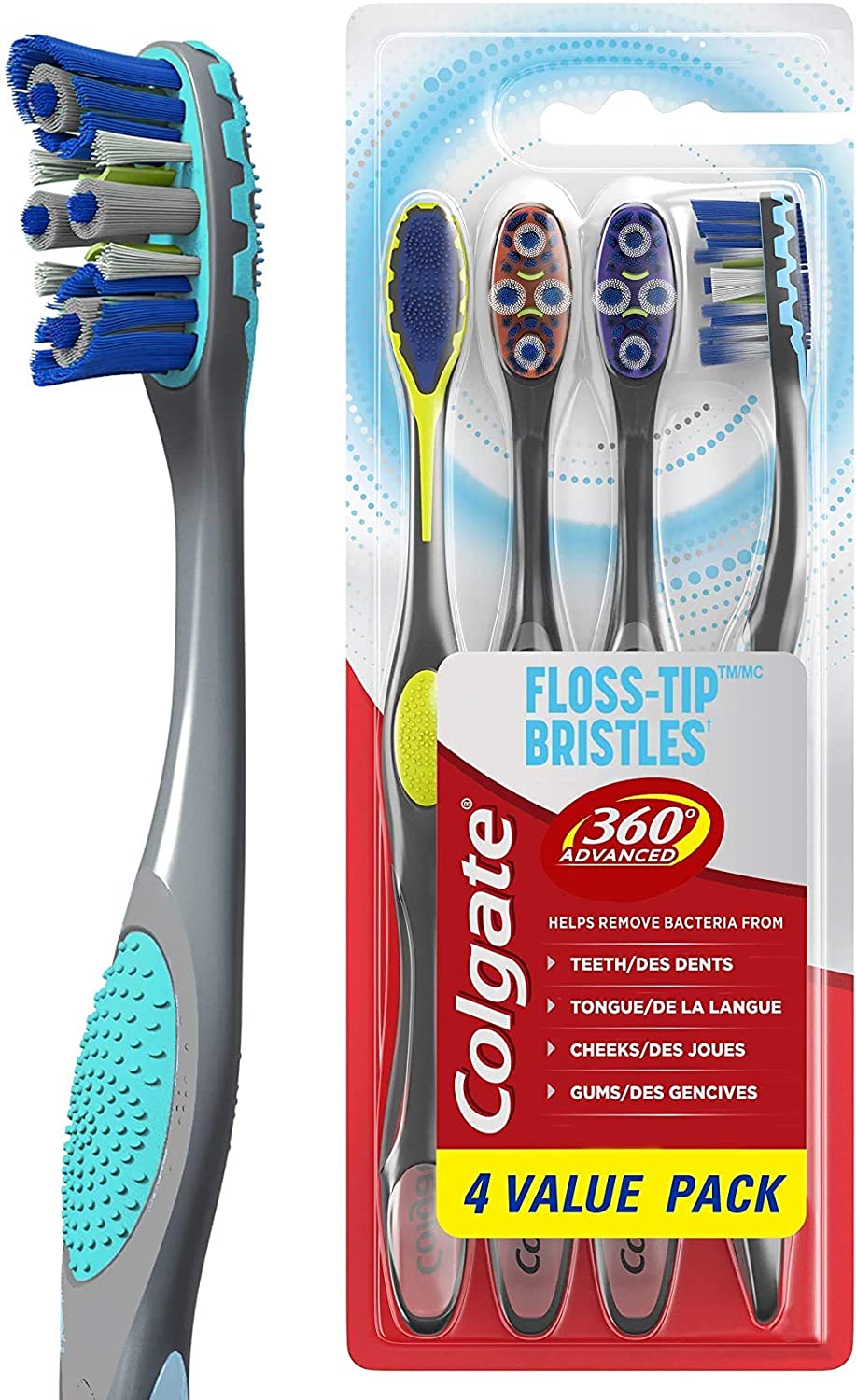 4-Count Colgate 360° Total Advanced Floss-Tip Bristles Toothbrushes (Soft) $3.42 w/ S&S + Free Shipping w/ Prime or $25+