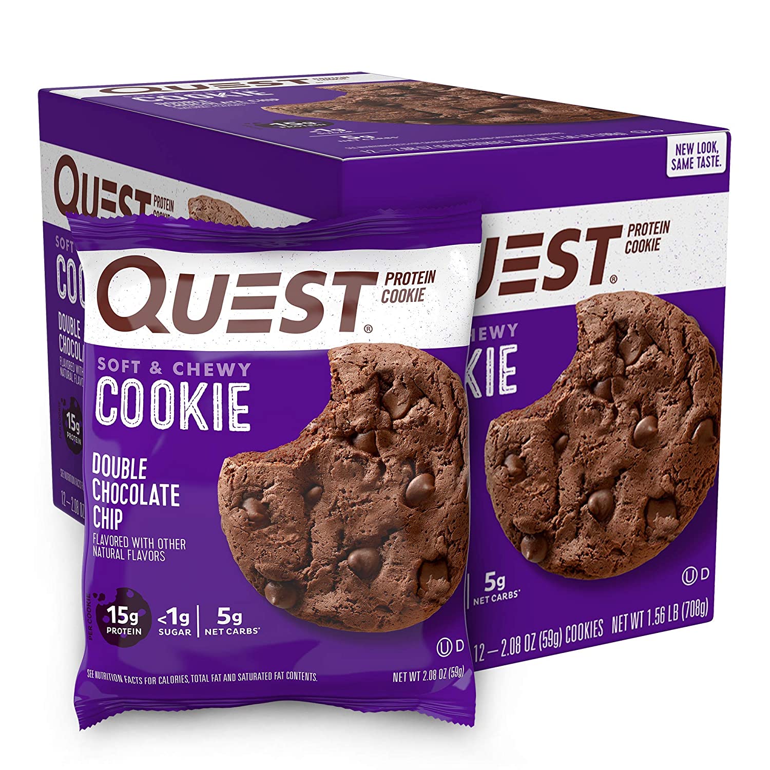 12Count 2.08oz Quest Nutrition Double Chocolate Chip Protein Cookie
