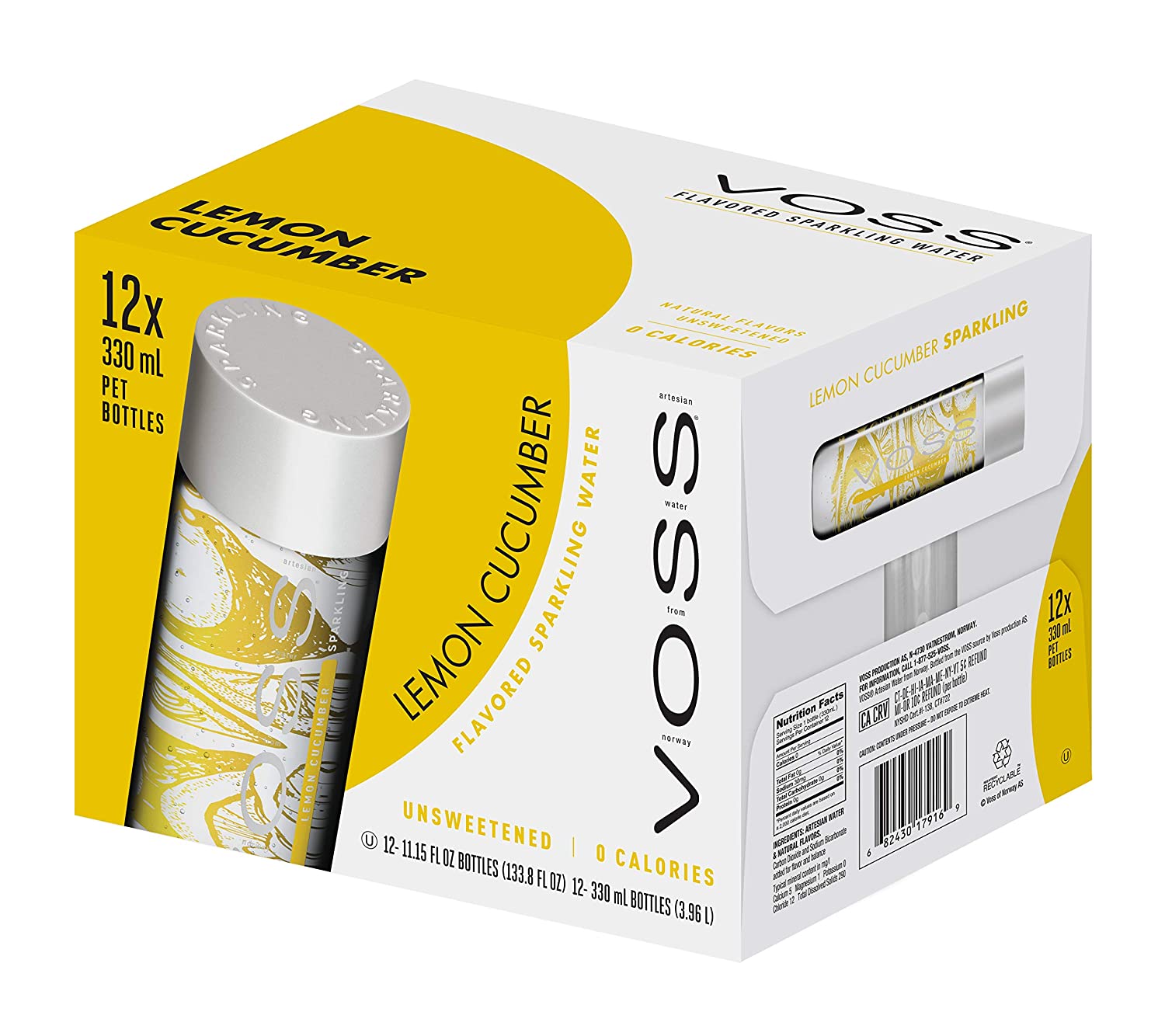 12-Pack 11.15-Oz VOSS Sparkling Water (Lemon Cucumber) $7.97 w/ S&S + Free Shipping w/ Prime or on $25+