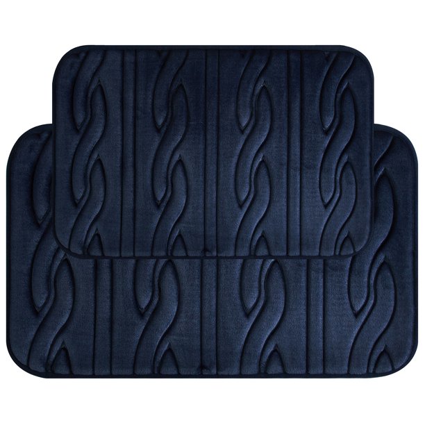 2-Piece Dearfoams Faux Fur Embossed Cable Pattern Bath Rugs (Blue or Brown) $10 + FS w/ Walmart+ or FS on $35+