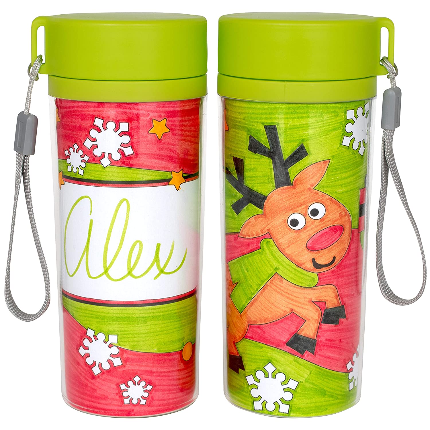 2-Count Ready To Learn Christmas Crafts Design Your Own Reusable 11 oz Travel Mugs Set $5 + FS w/ Amazon Prime or FS on $25+