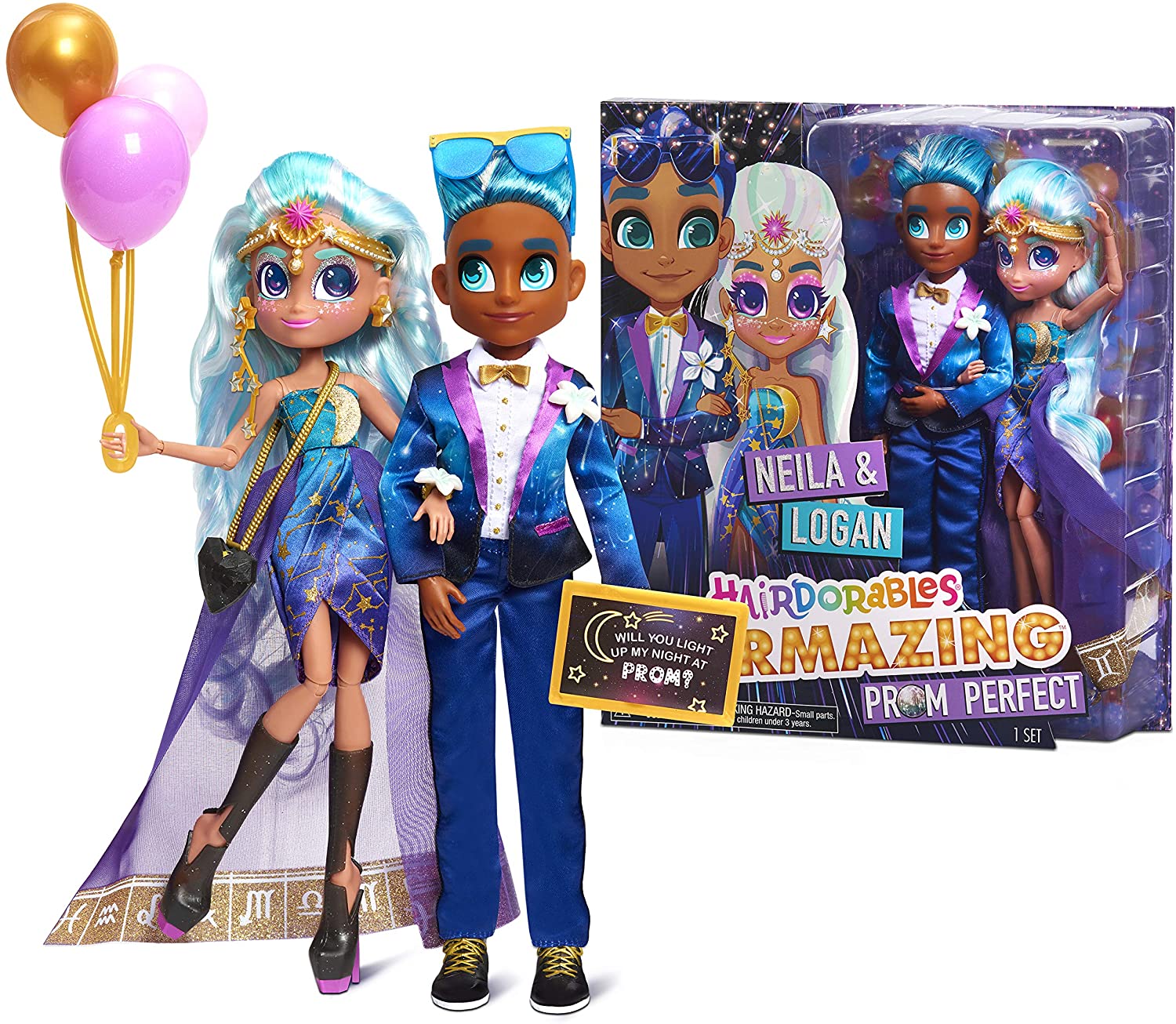 2-Pack Hairdorables Hairmazing Prom Doll Playset w/ 6 Surprises (Neila & Logan) $16.61 + FS w/ Amazon Prime or FS on $25+
