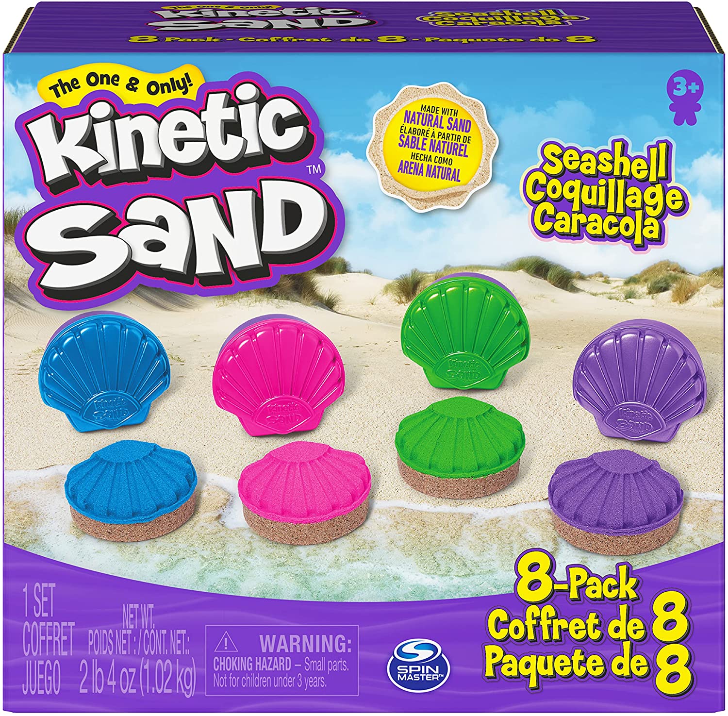 8-Pack Kinetic Sand, Seashell Container Molds Playset (4 Colors) $9 + FS w/ Walmart+, FS on $35+ or FS w/ Amazon Prime, FS on $25+