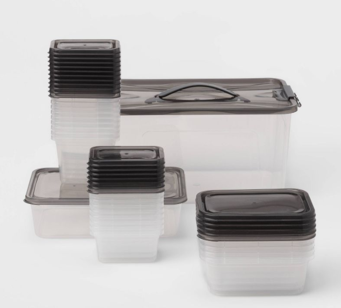 50Piece Room Essentials Food Storage Container Set (Gray)