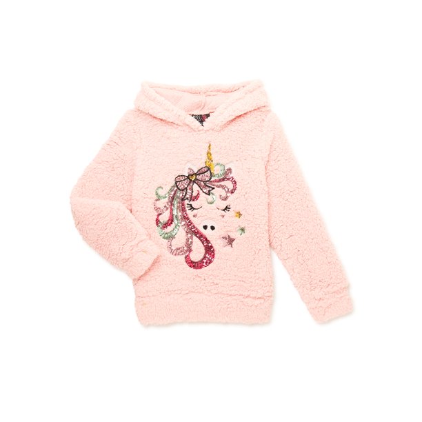 Miss Chievous Girls' Sequin Critter Plush Faux Sherpa Pullover Hoodie (various) $4.50 + FS w/ Walmart+ or FS on $35+