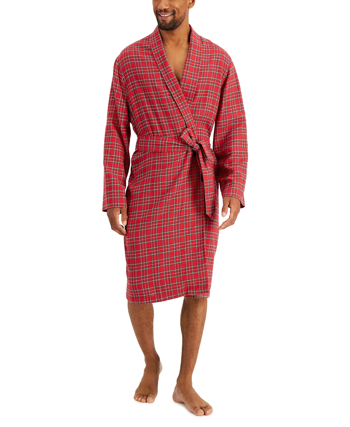 Club Room Men's Plaid Shawl Collar Flannel Robe (red) $11.20 & More + Free Store Pickup at Macy's or FS on $25+