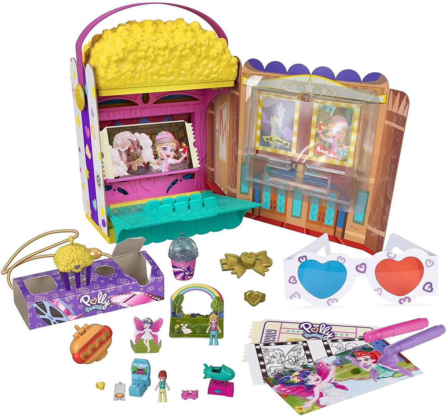 20-Pc Polly Pocket Un-Box-It Movie Theater Playset w/ 2 Dolls & Accessories $6.25 + FS w/ Amazon Prime or FS on $25+