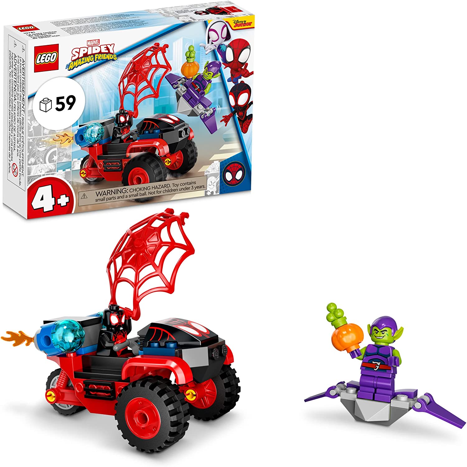 59-Pc LEGO Marvel Spidey & His Amazing Friends Miles Morales: Spider-Man's Techno Trike Building Kit (10781) $8 + FS w/ Amazon Prime or FS on $25+